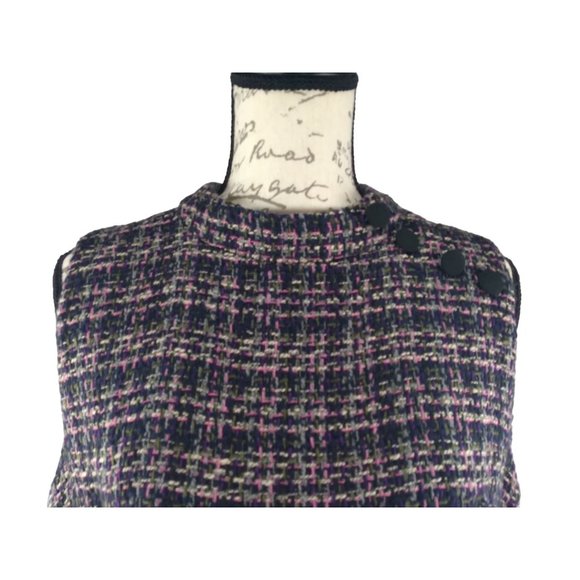 Monsoon Felissa Tweed style Sleeveless high neck faux button pencil dress US 12 - Picture 4 of 16